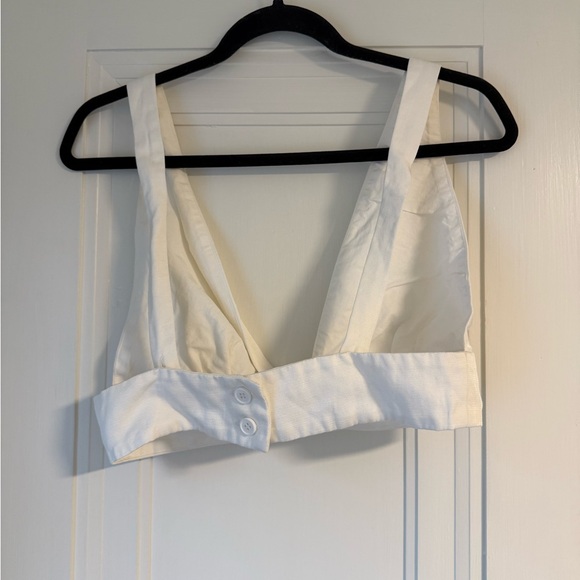 Sandro Women's White Pleated Crepe Bra Top - Picture 3 of 5